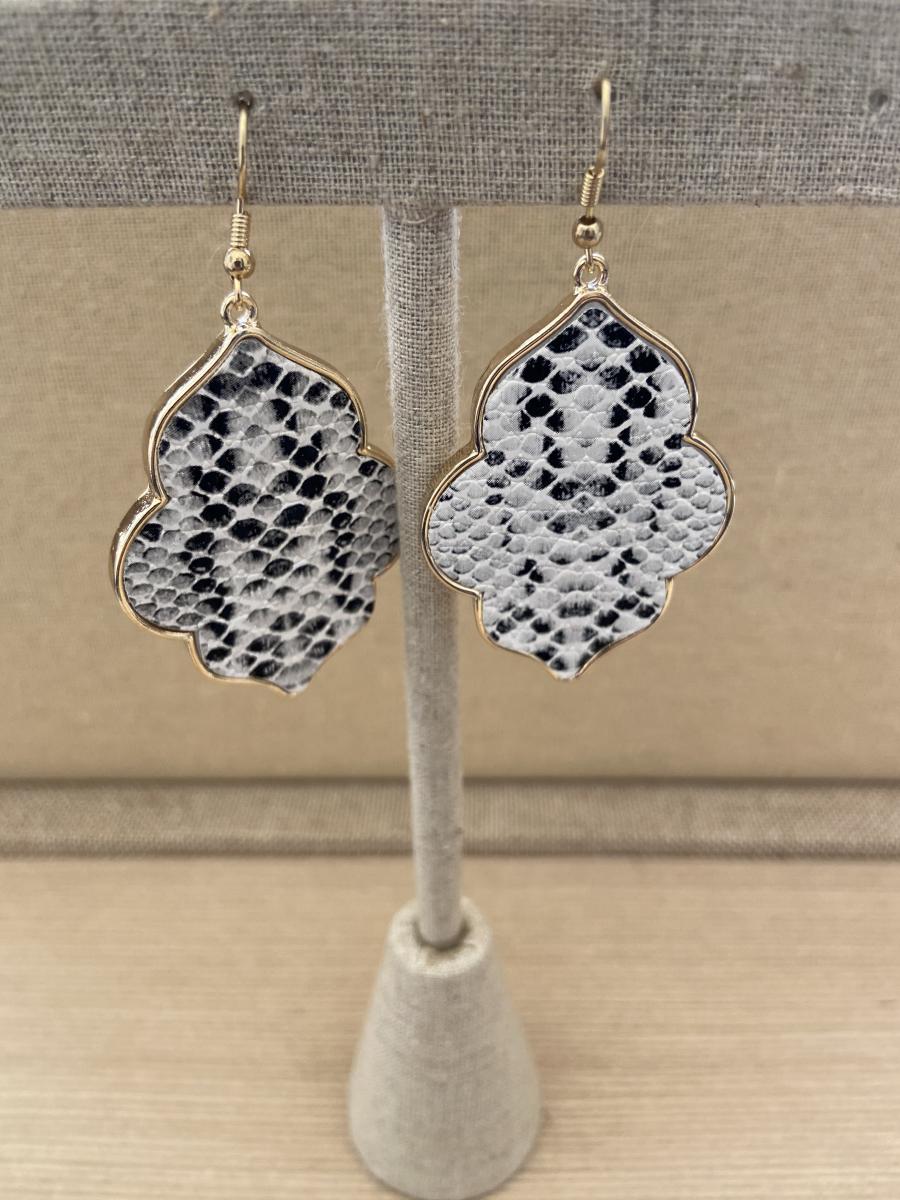 Skye Quatrefoil Snakeskin Print Earrings picture