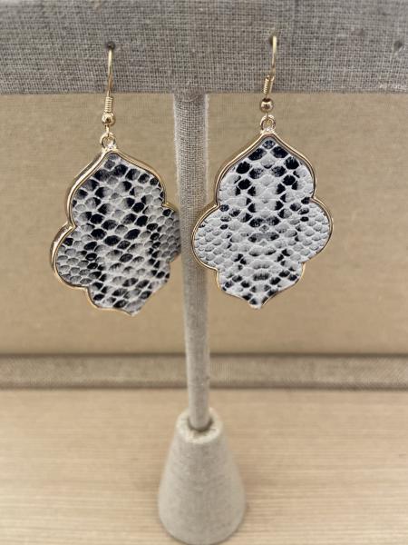 Skye Quatrefoil Snakeskin Print Earrings picture