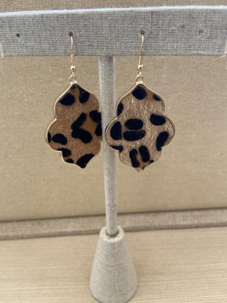 Skye Too Leopard Print Quatrefoil Earrings picture