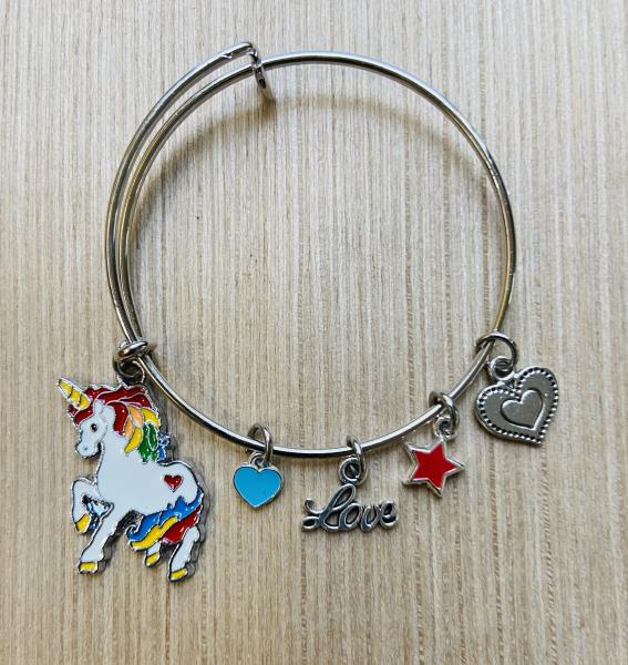 Girls Unicorn Theme Charm Bracelet Ages 6-12 picture