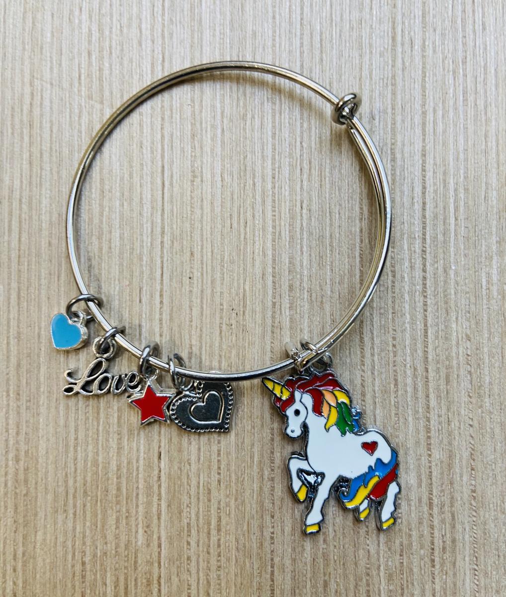 Girls Unicorn Theme Charm Bracelet Ages 6-12 picture