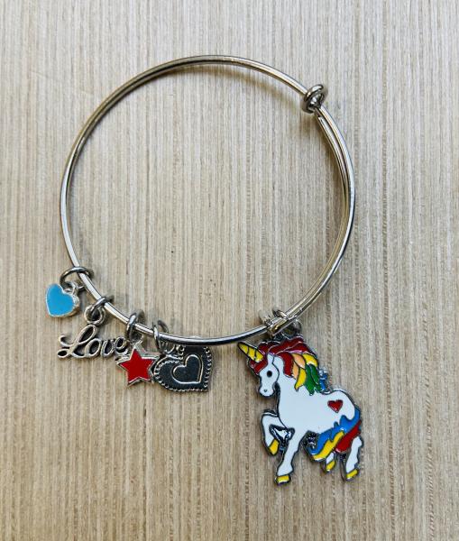 Girls Unicorn Theme Charm Bracelet Ages 6-12 picture