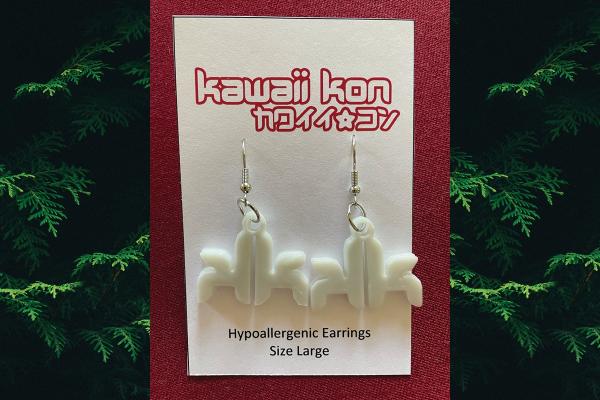 Large Earrings - White (Blue Glow in the Dark