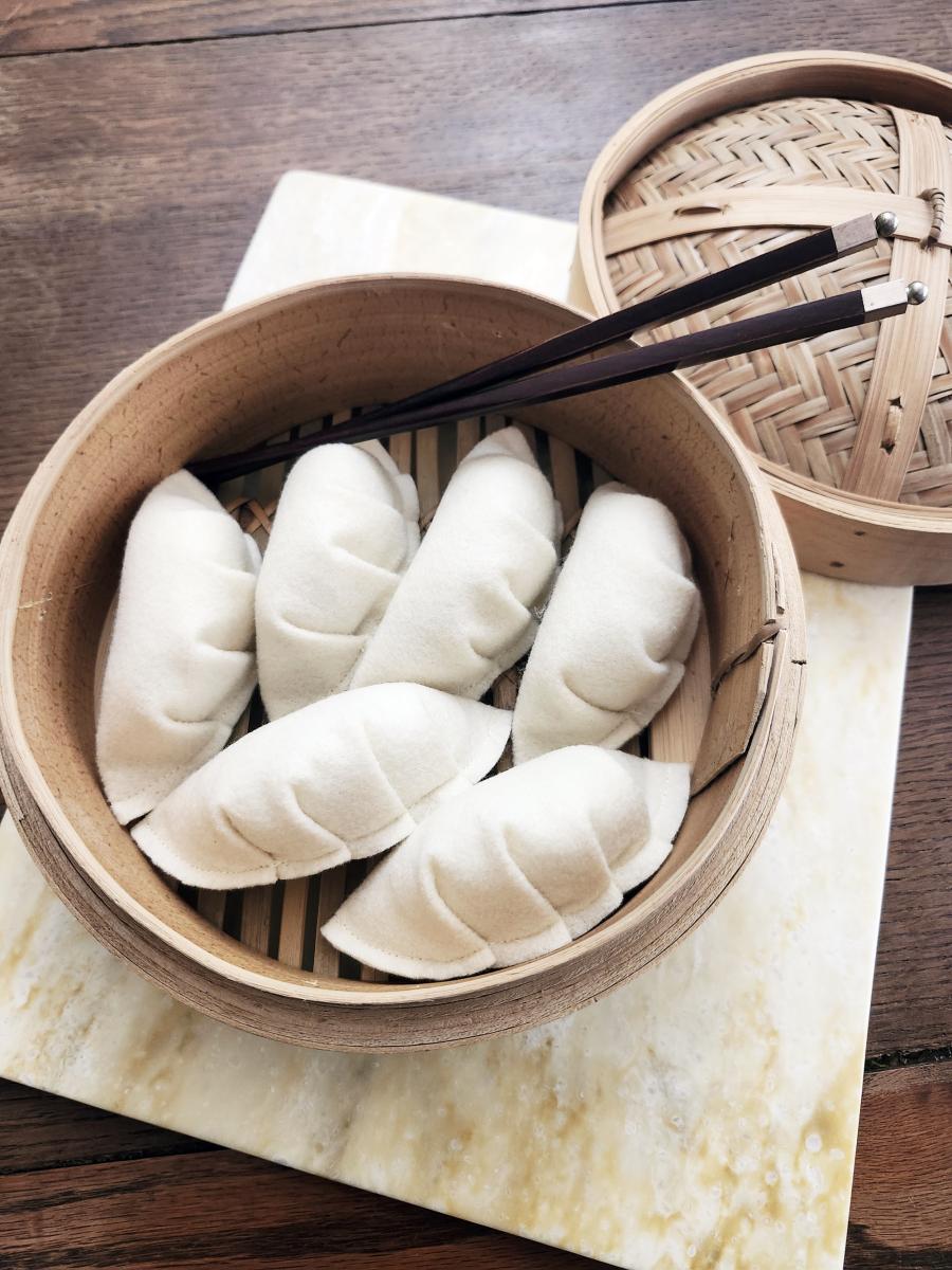 ONE (1) Felt steamed dumpling gyoza shaped cat toy | Eco-Fi felt cat toy | catnip essence | handmade in USA | gift for cats & their humans picture
