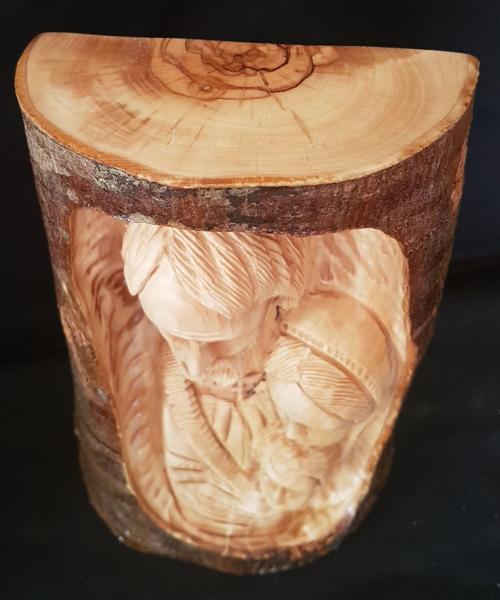 Large Detailed Holy Family Faces, Hand Carved Into A Tree Branch picture