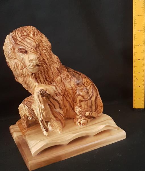 The Lion and the Lamb Olivewood Sculpture picture