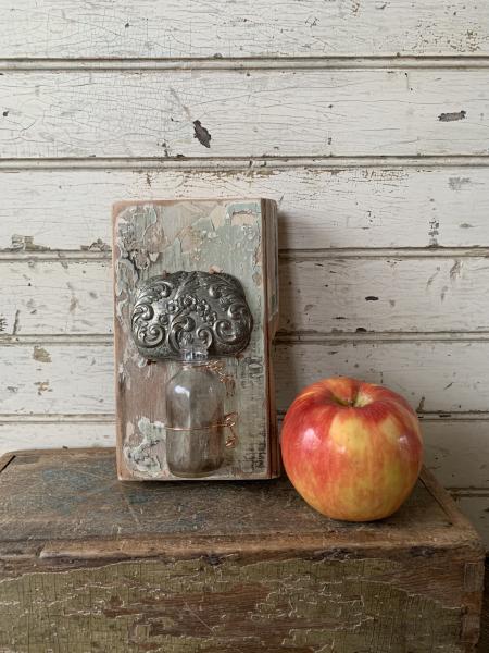 Signed silver box lid wall vase. #37 picture