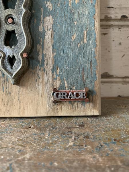 Signed Salvage art cross “grace” picture