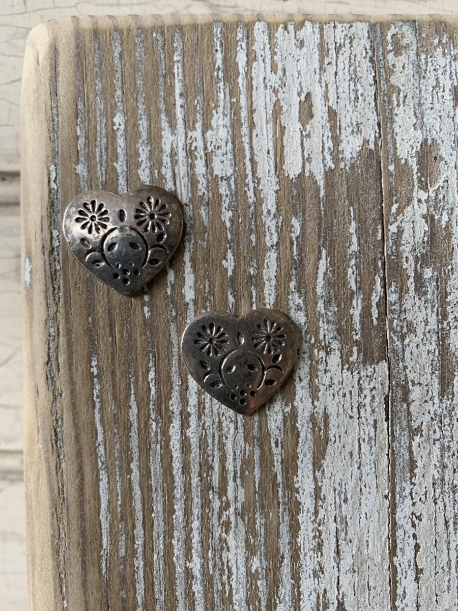 Signed wall vase, blues, tiny hearts #30 picture