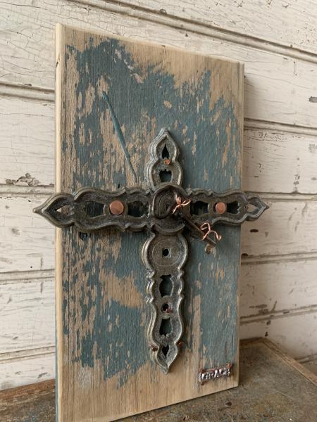 Signed Salvage art cross “grace” picture