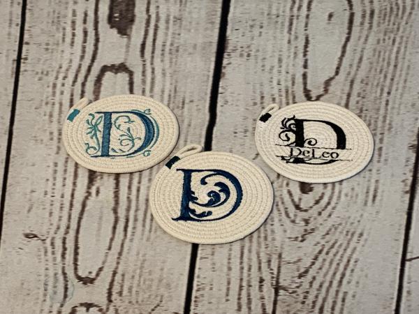 Monogrammed Rope Coasters & Holder picture