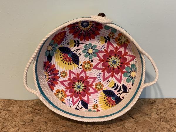 Quilted Fabric Rope Bowl - 10" size picture