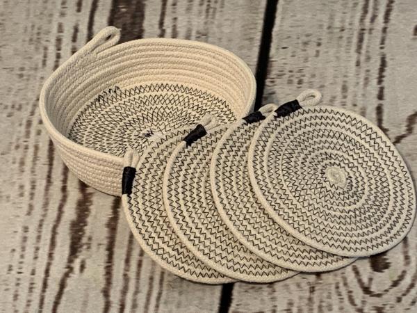 Zig-Zag Rope Coasters & Holder