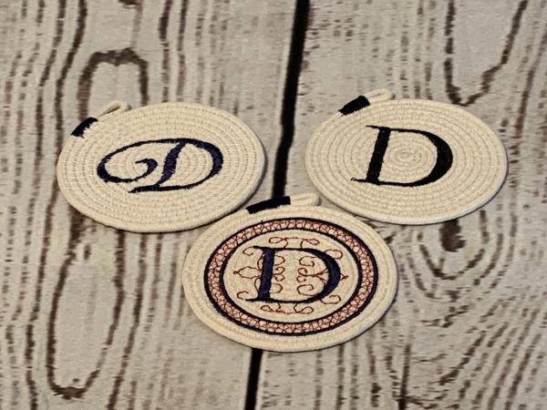 Monogrammed Rope Coasters & Holder picture