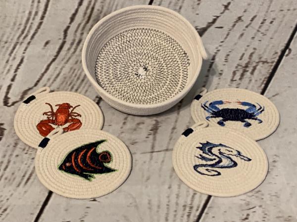 Sea Animal Rope Coasters & Holder picture