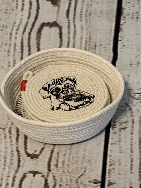 Pup & Coffee Rope Coasters & Holder
