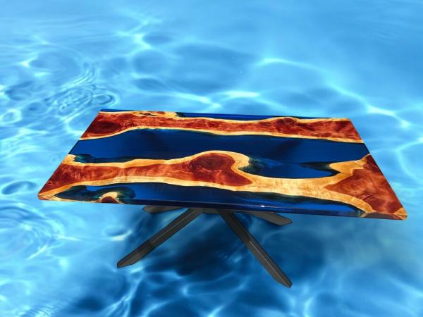 Dining table 6 seats natural wood epoxy