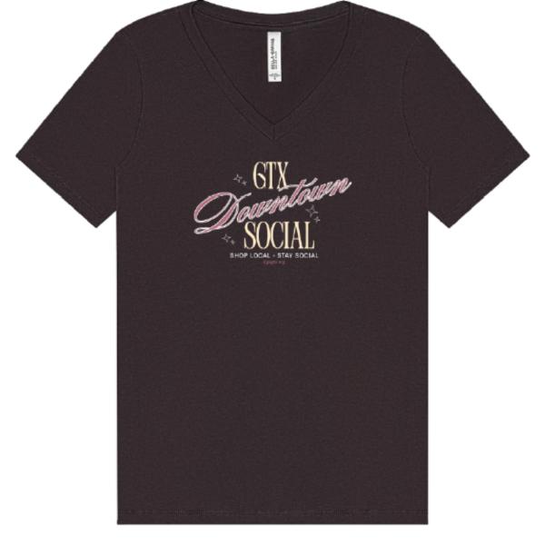 GTX Downtown Social T-Shirt - Black Fitted V-Neck (Front Logo Only)