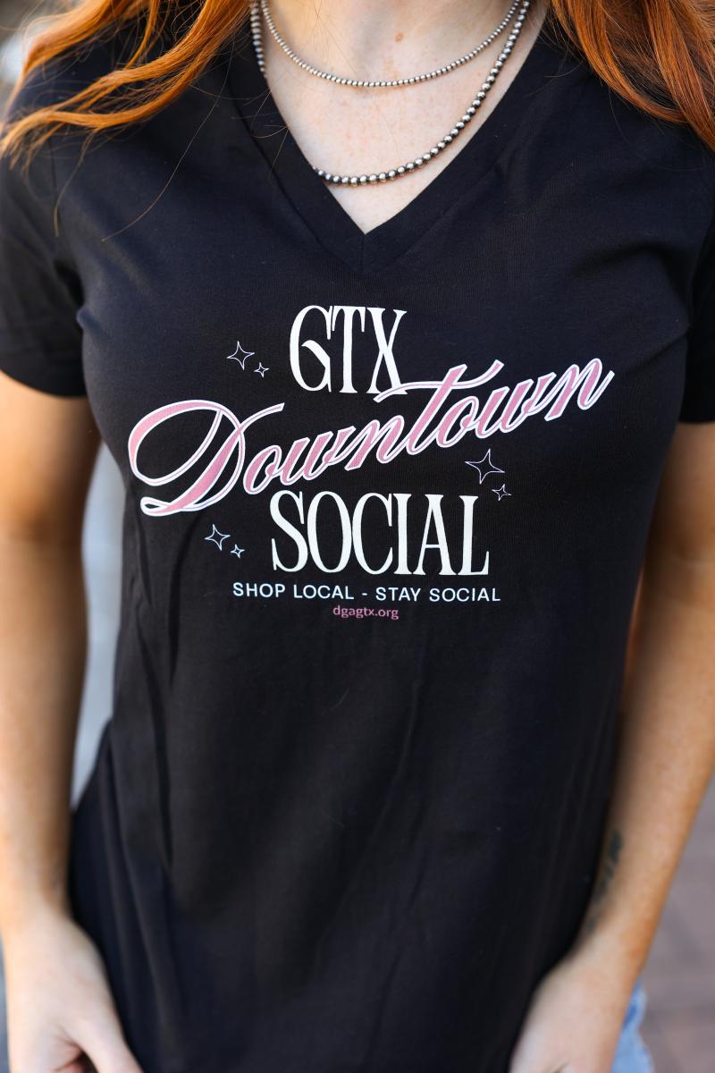 GTX Downtown Social T-Shirt - Black Fitted V-Neck (Front Logo Only) picture
