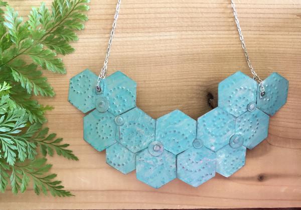 Hexagon Patina Statement Necklace Set