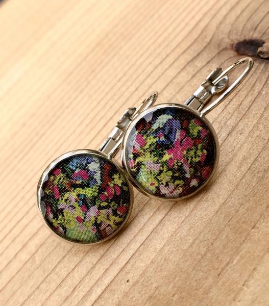 Vintage Tin under Resin Lever Back Earrings