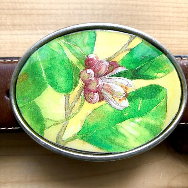 Key Lime Blossom Vintage Tin Belt Buckle