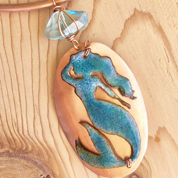 Vitreous Enamel & Copper Mermaid Pendant Necklace