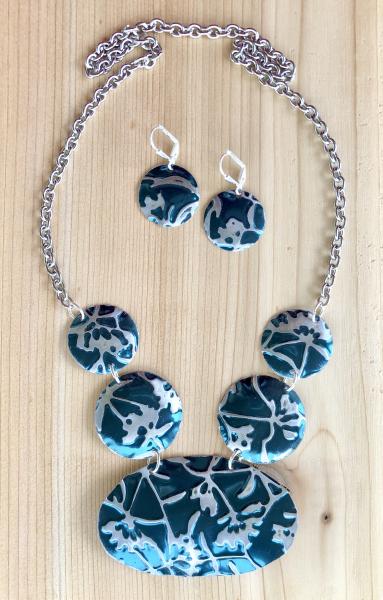 Turquoise Gingko Vintage Tin Necklace Set