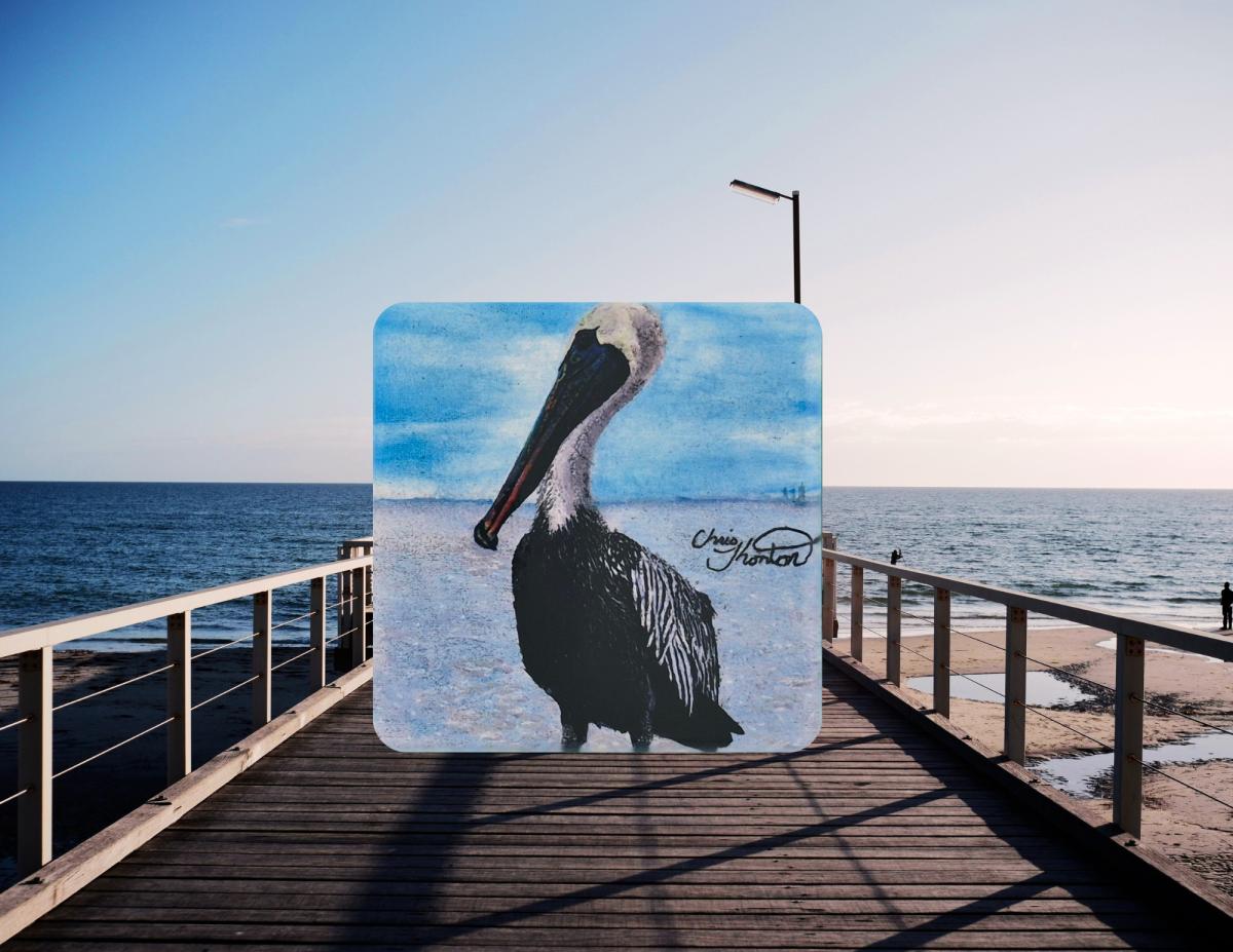Henrietta the Fairhope Pier Pelican Ceramic Coaster picture
