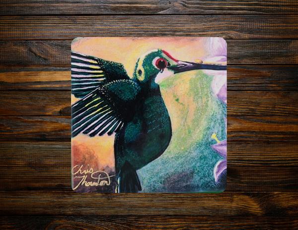 Green Hummingbird Ceramic Coaster
