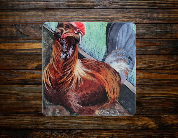 Sandie the Big Red Rooster Ceramic Coaster