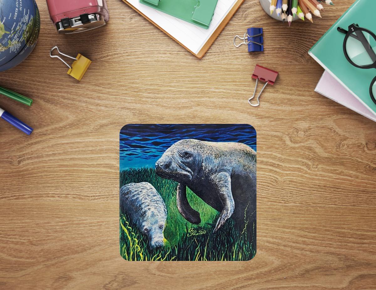 Munching Manatees Ceramic Coaster picture