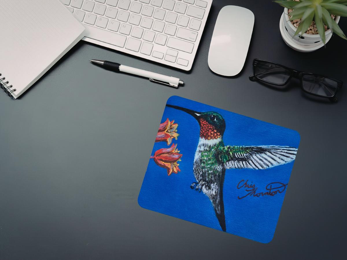 Rhonda the Ruby-throated Hummingbird Mousepad picture