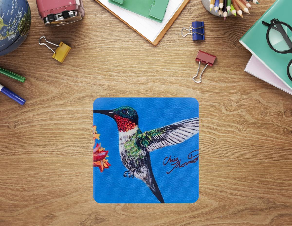 Rhonda the Ruby-throated Hummingbird Ceramic Coaster picture