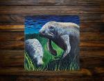 Munching Manatees Ceramic Coaster