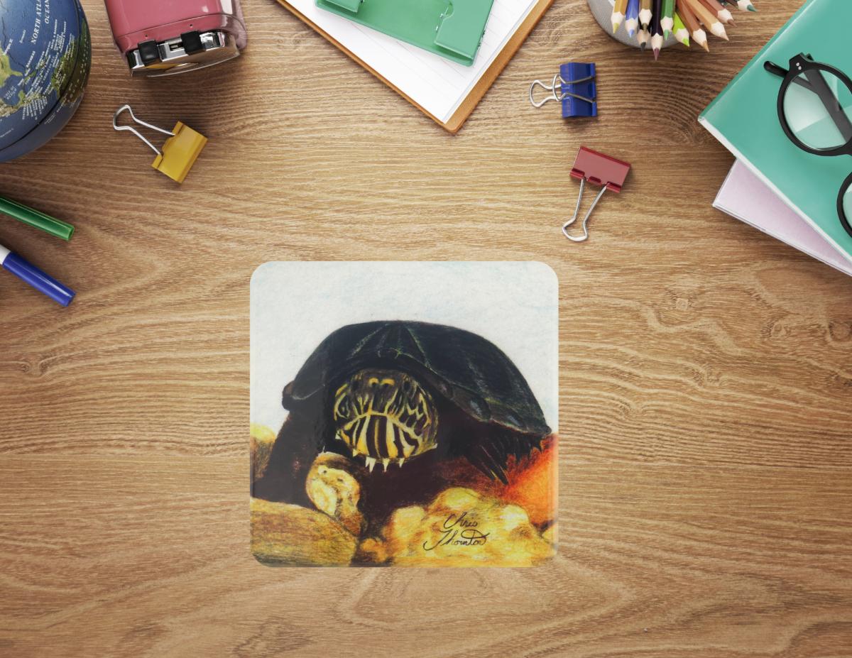 Chewy the Mud Turtle Ceramic Coaster picture