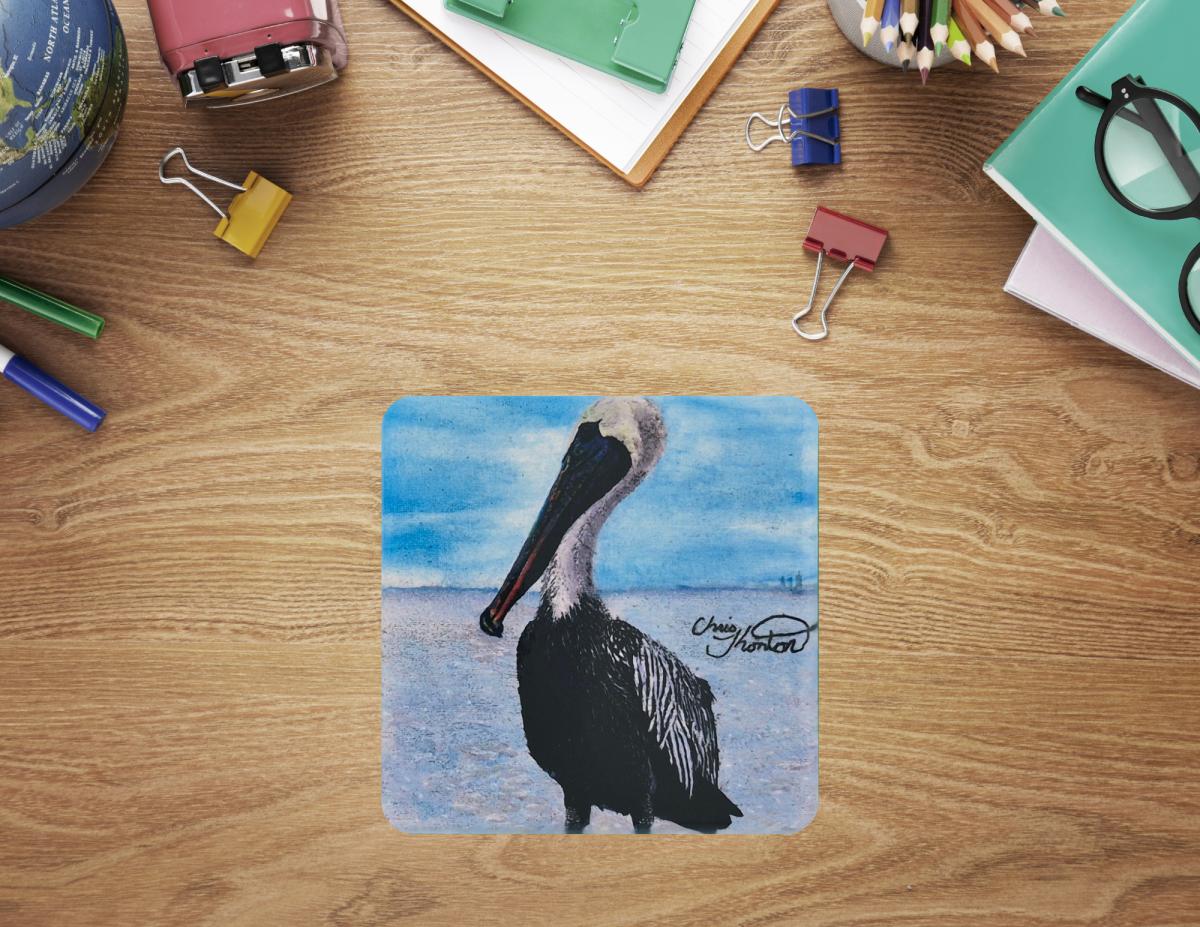 Henrietta the Fairhope Pier Pelican Ceramic Coaster picture