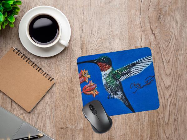 Rhonda the Ruby-throated Hummingbird Mousepad