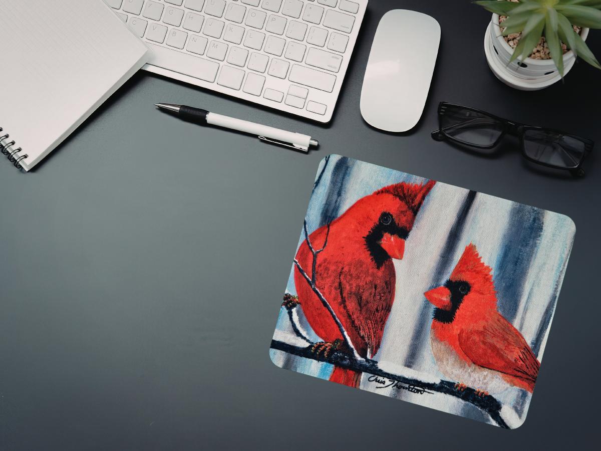 Confident Cardinals in the Snow Mousepad picture