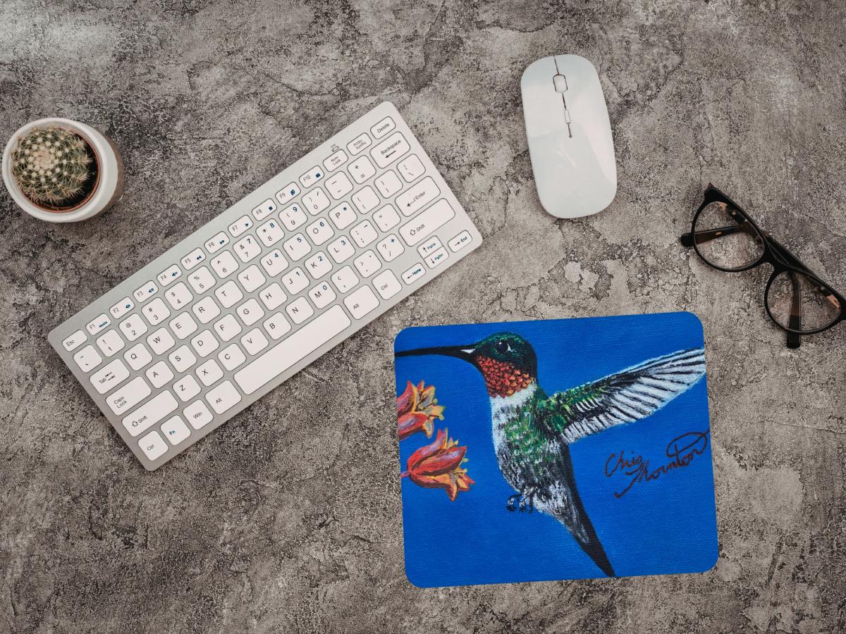 Rhonda the Ruby-throated Hummingbird Mousepad picture