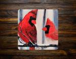 Confident Cardinals in the Snow Ceramic Coaster