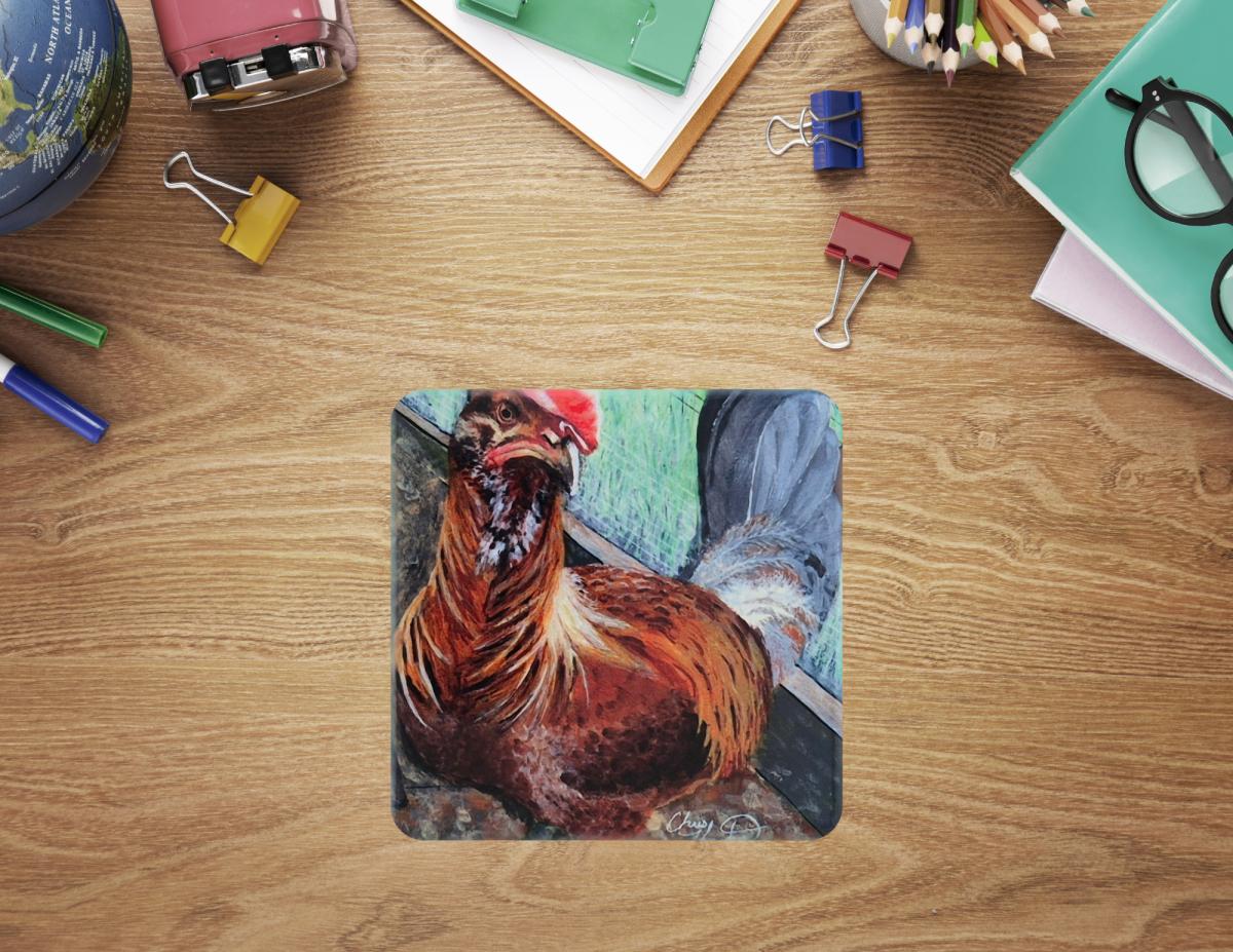 Sandie the Big Red Rooster Ceramic Coaster picture