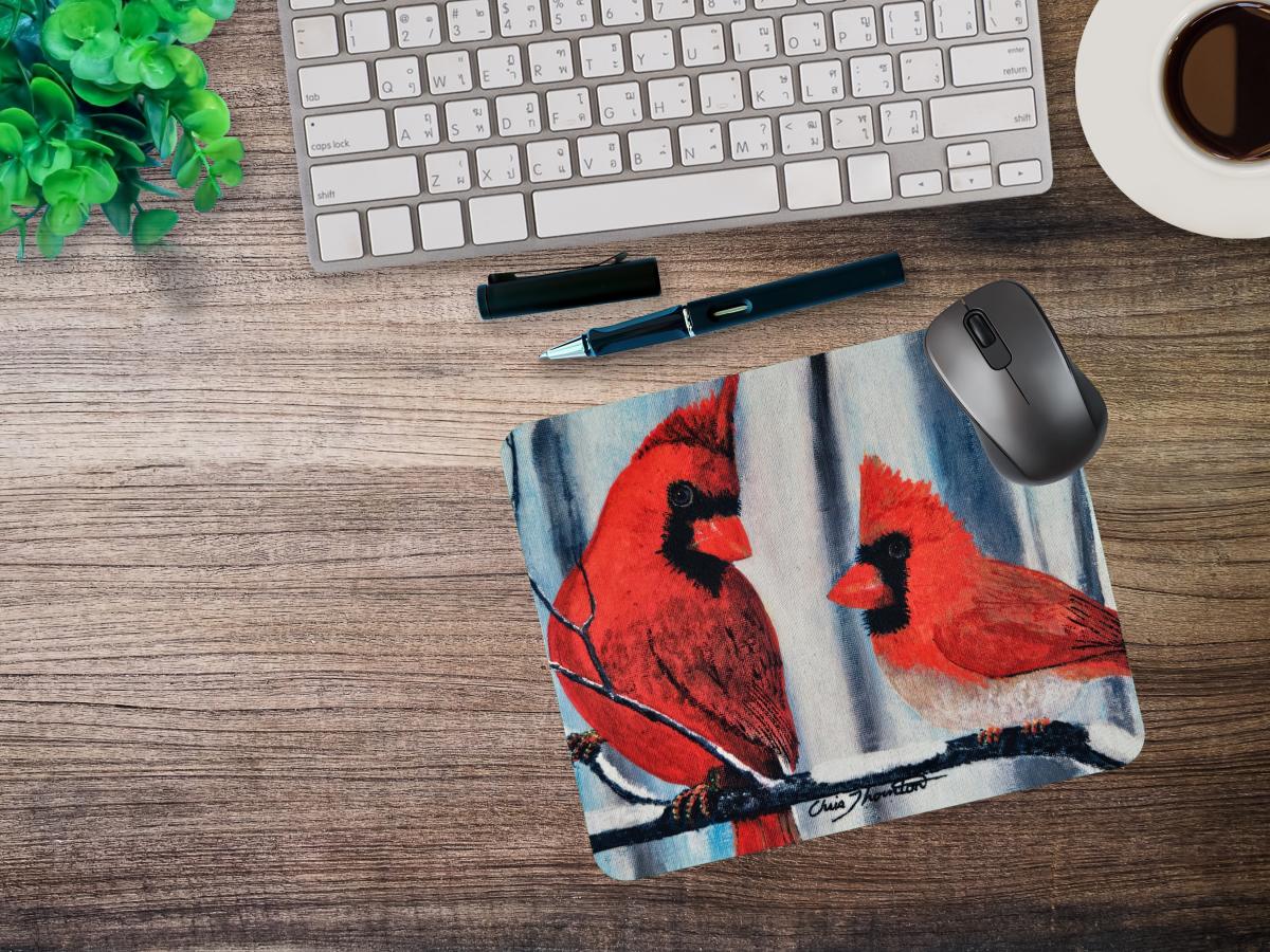 Confident Cardinals in the Snow Mousepad picture