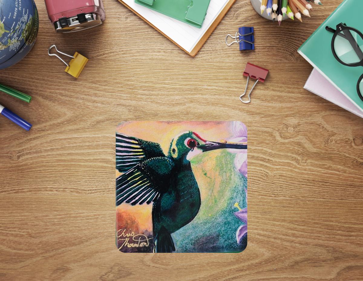 Green Hummingbird Ceramic Coaster picture