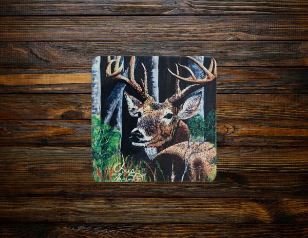 Pap-Paw the White Tail Buck Ceramic Coaster