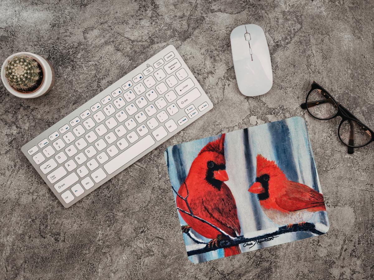 Confident Cardinals in the Snow Mousepad picture
