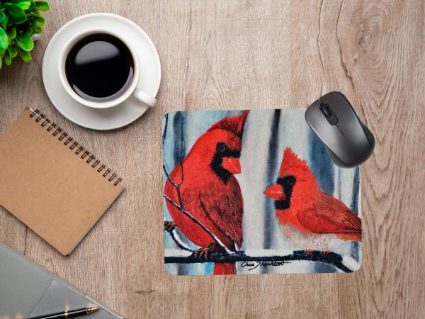 Confident Cardinals in the Snow Mousepad
