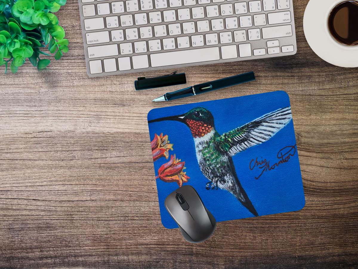 Rhonda the Ruby-throated Hummingbird Mousepad picture