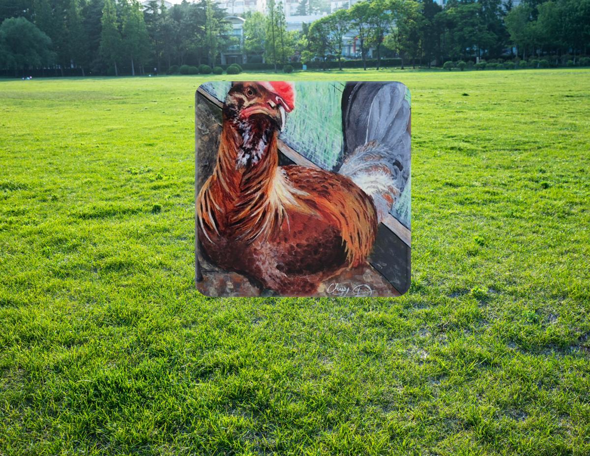 Sandie the Big Red Rooster Ceramic Coaster picture
