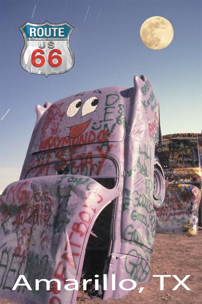 Route 66 Fridge Magnet Cadillac Ranch